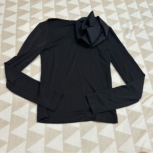Tanya Taylor black long sleeve shirt flower detail stretch